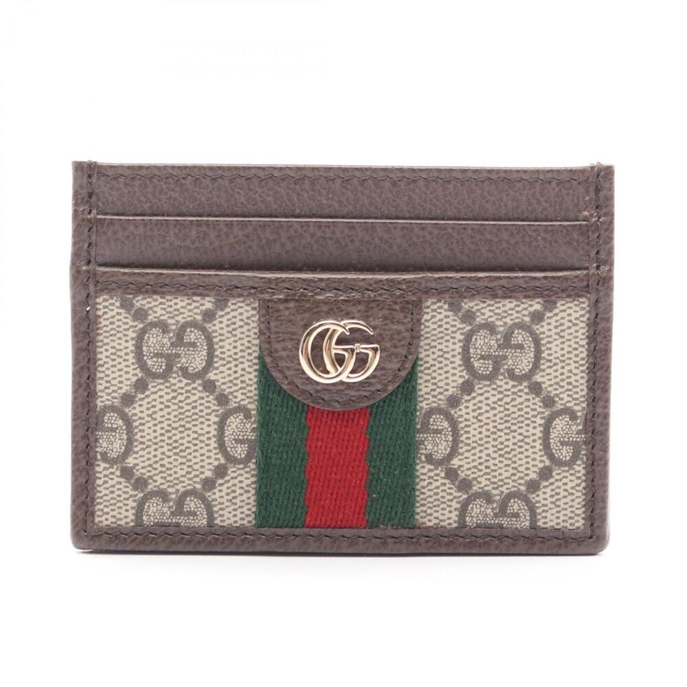 Gucci Ophidia Sherry GG Supreme Card Case Wallet Accessory Leather Beige Tan